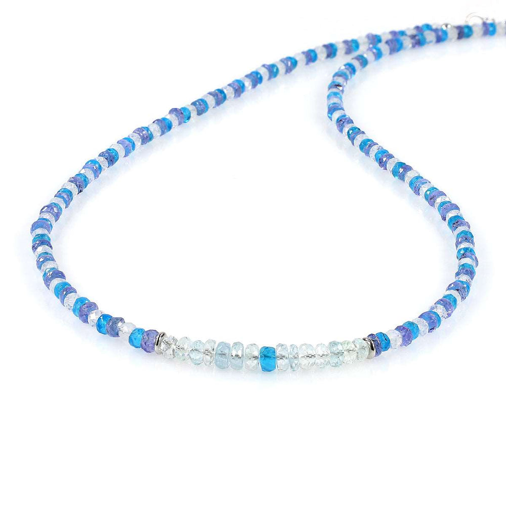 Aquamarine, Apatite and Tanzanite Silver Necklace