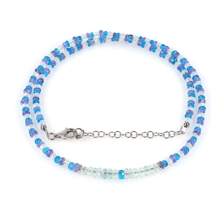 Aquamarine, Apatite and Tanzanite Silver Necklace