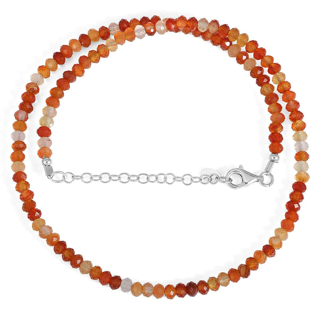 Carnelian Beads Silver Necklace