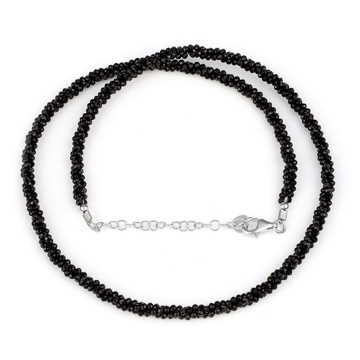 Black Spinel Twisted Rope Silver Necklace