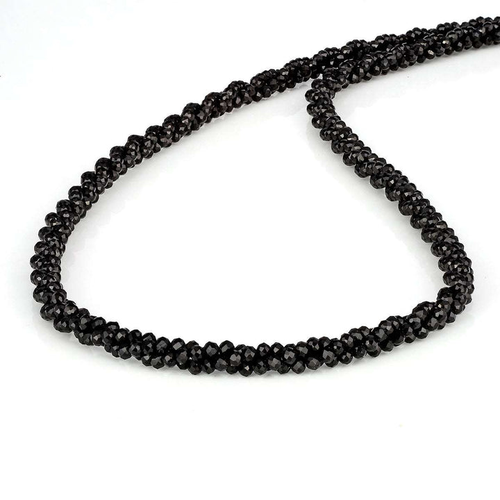 Black Spinel Twisted Rope Silver Necklace