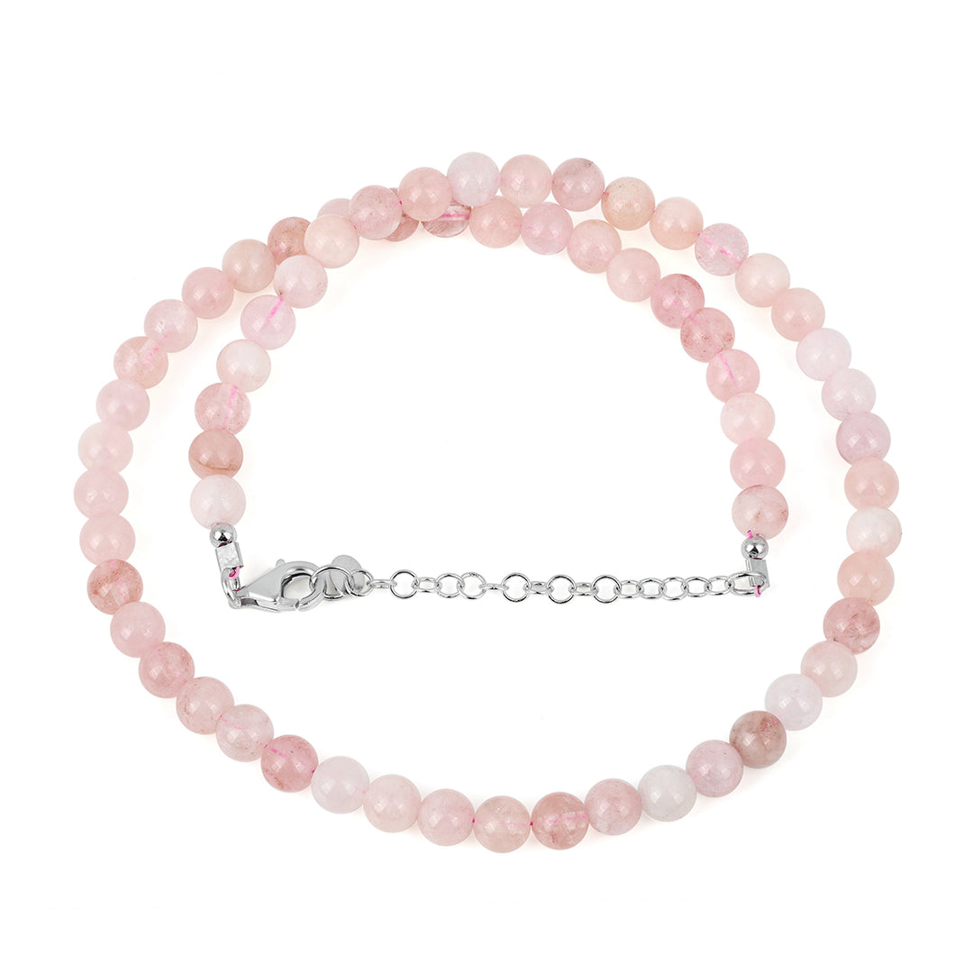 Sterling Silver Morganite Beads Necklace