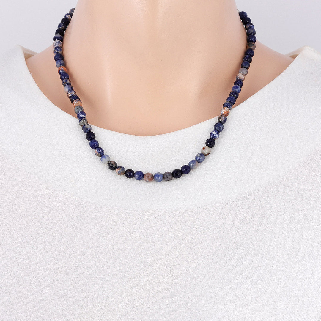 Sterling Silver Orange Sodalite Necklace