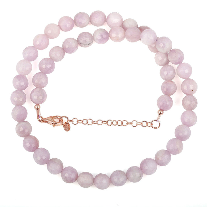 Kunzite Beads Silver Necklace