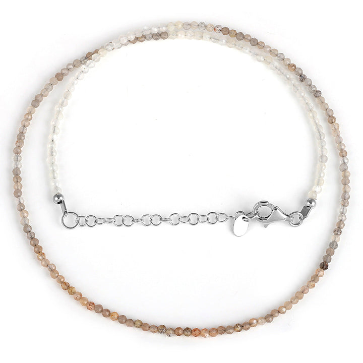 Sterling Silver Multi Moonstone Beads Necklace