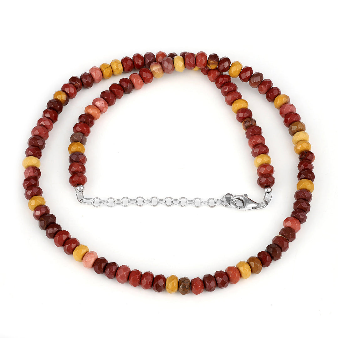 Mookaite Beads Silver Necklace