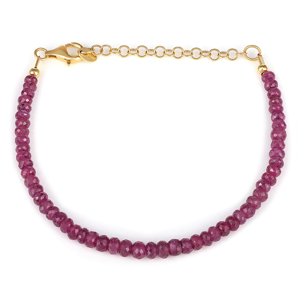 Ruby Beads Silver Chain Bracelet