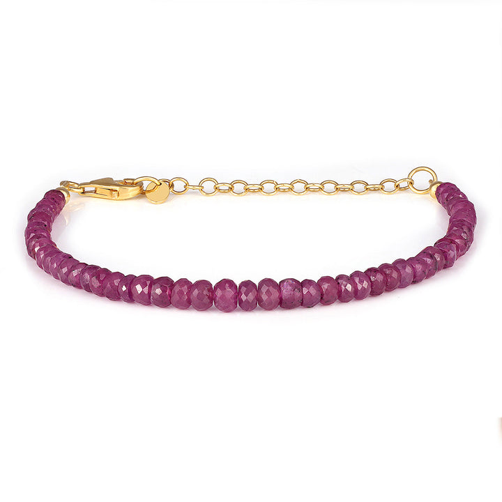 Ruby Beads Silver Chain Bracelet