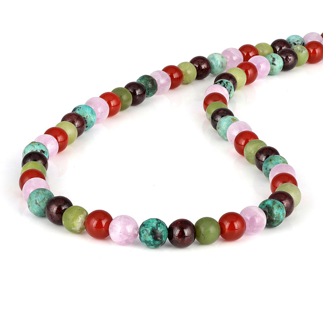 Sterling Silver Multi Gemstone Beads Necklace