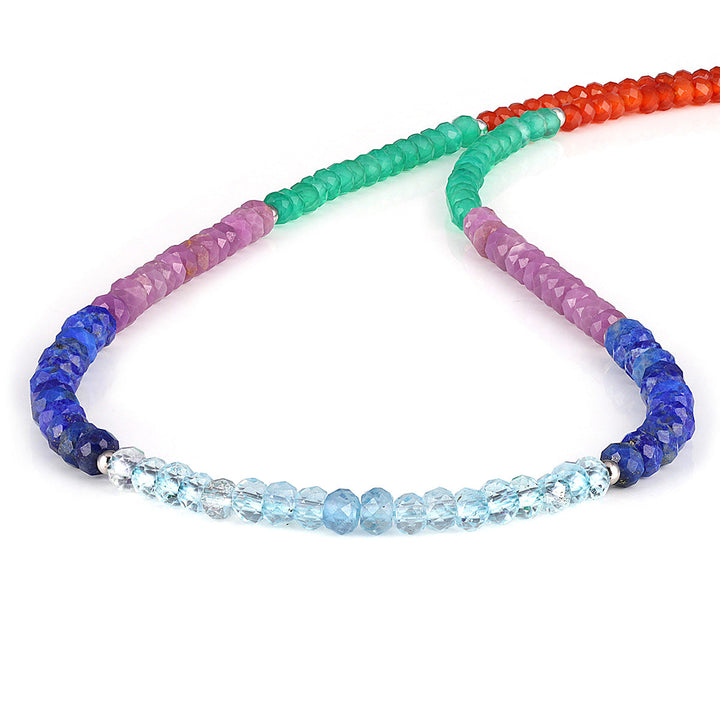 Sterling Silver Multi Gemstone Beads Necklace