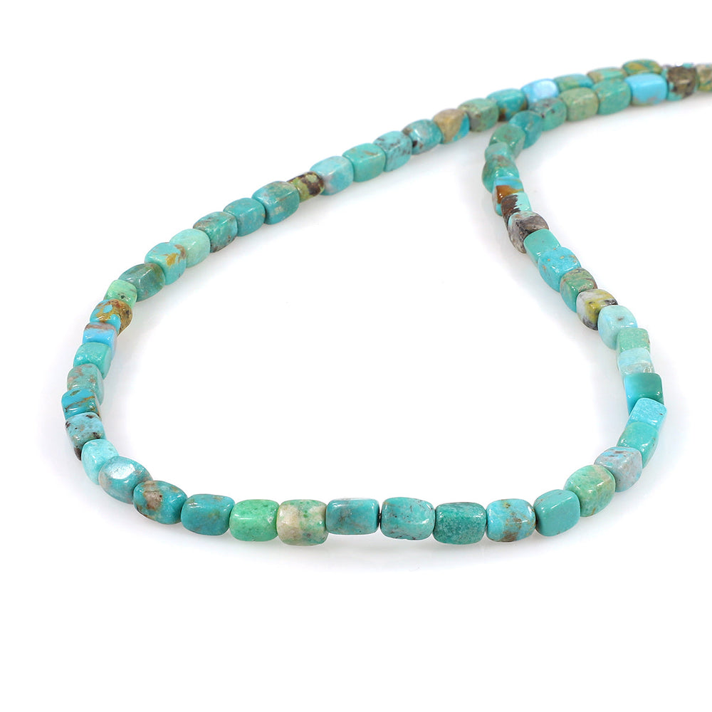 Turquoise Cube Beads Silver Necklace