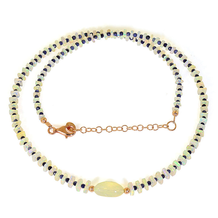 Ethiopian Opal and Blue Sapphire Necklace