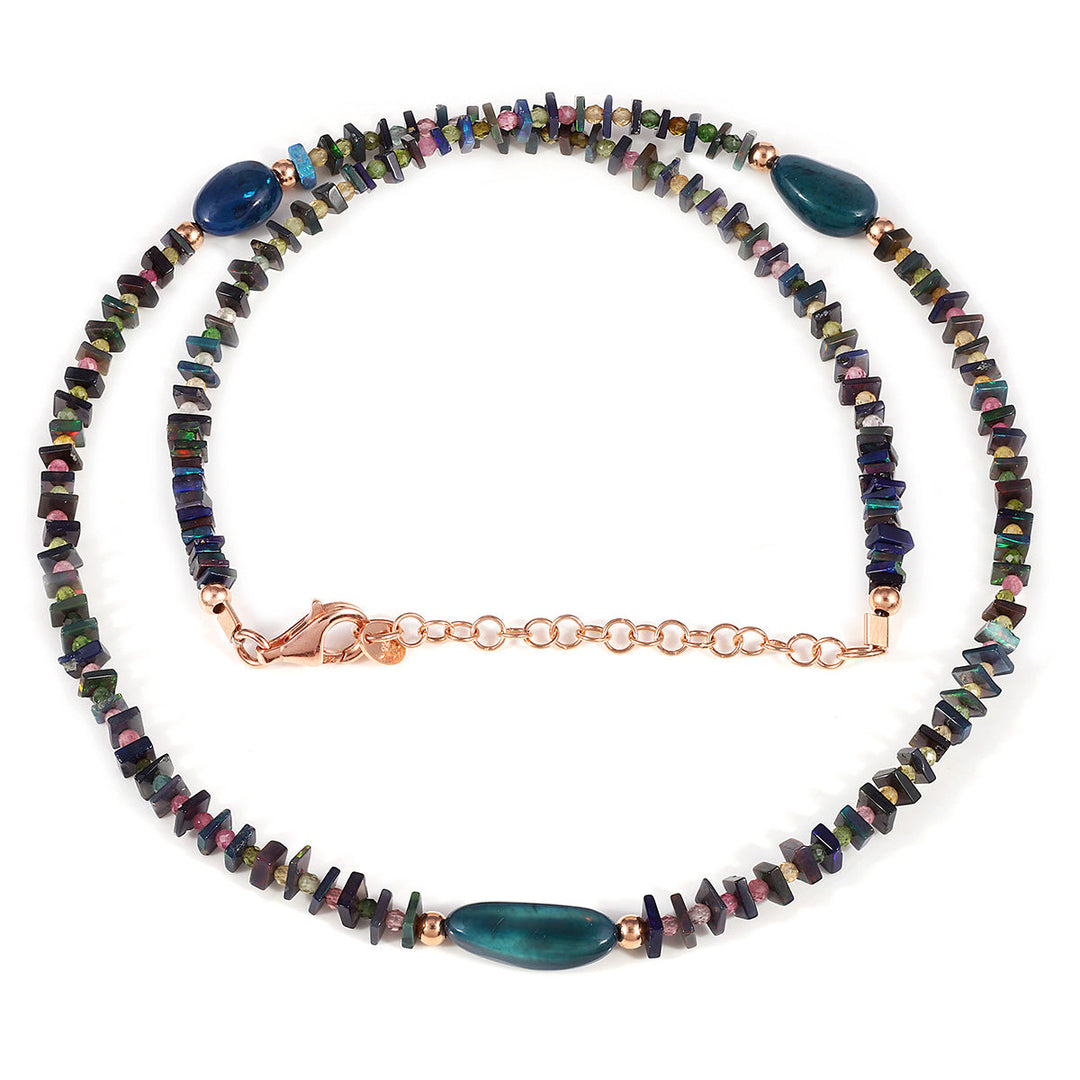 Ethiopian Black Opal and Tourmaline Necklace