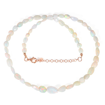 Ethiopian Opal Tumble Silver Necklace