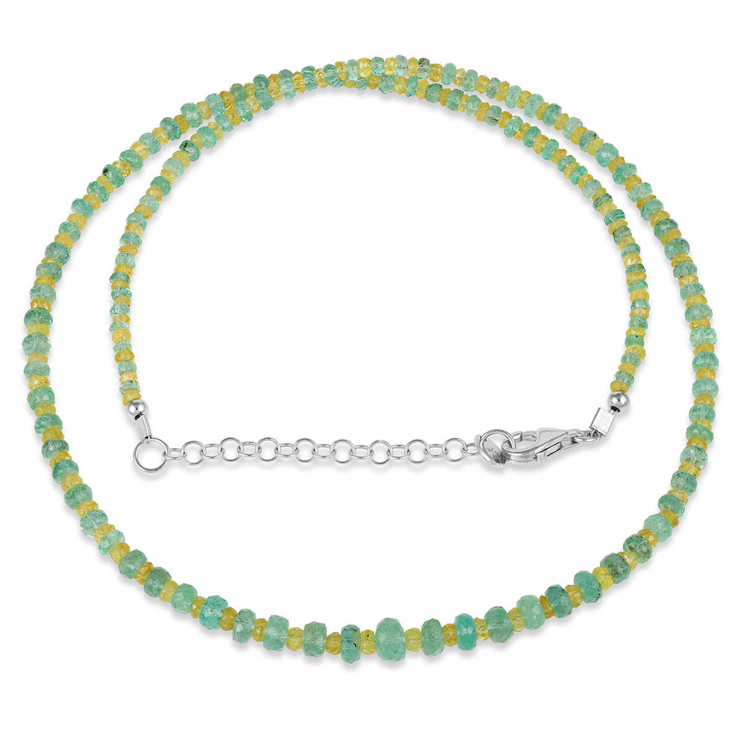 Yellow Sapphire and Emerald Silver Necklace