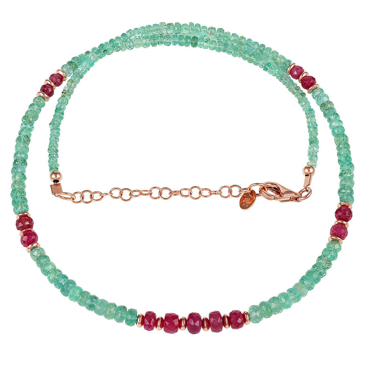 Emerald and Ruby Silver Necklace