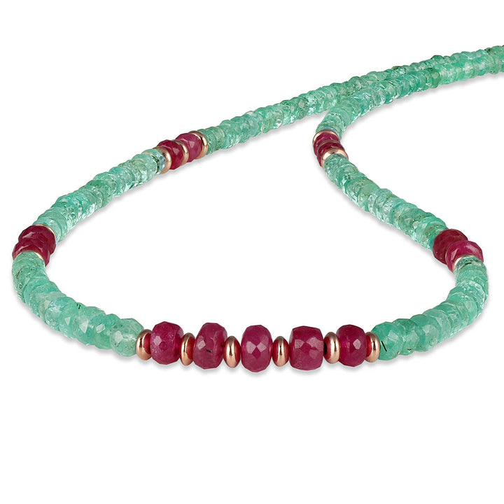 Emerald and Ruby Silver Necklace