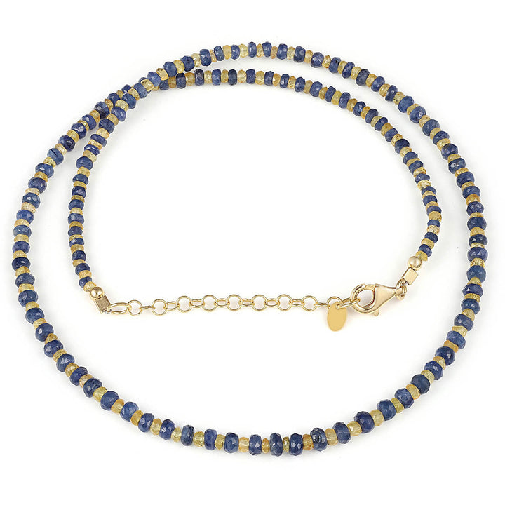 Yellow and Blue Sapphire Silver Necklace