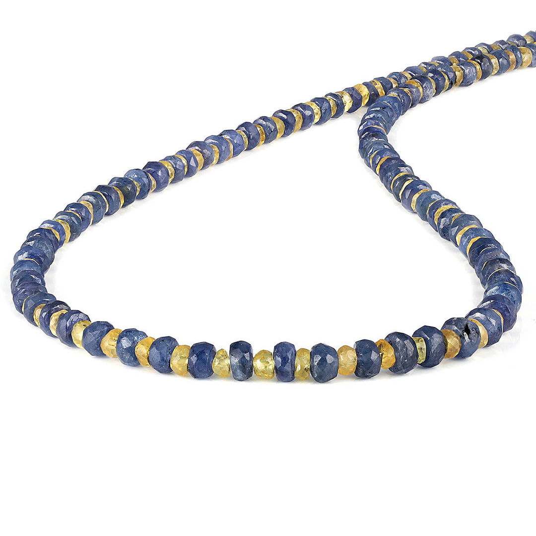 Yellow and Blue Sapphire Silver Necklace