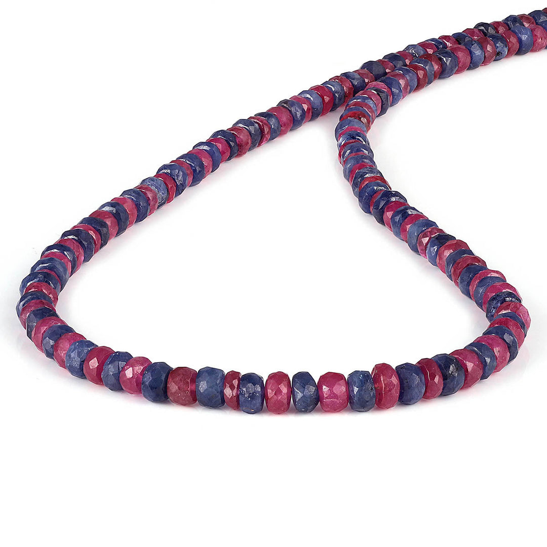 Ruby and Blue Sapphire Silver Necklace