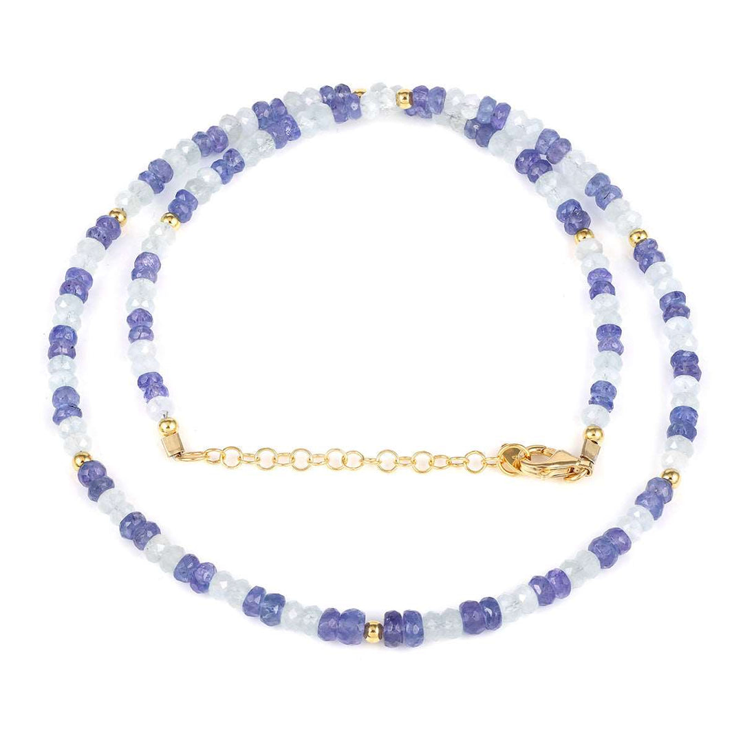 Aquamarine and Tanzanite Silver Necklace