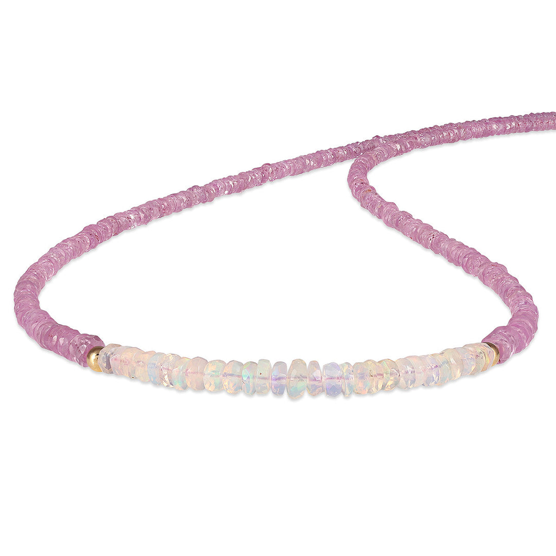 Ethiopian Opal and Pink Sapphire Silver Necklace