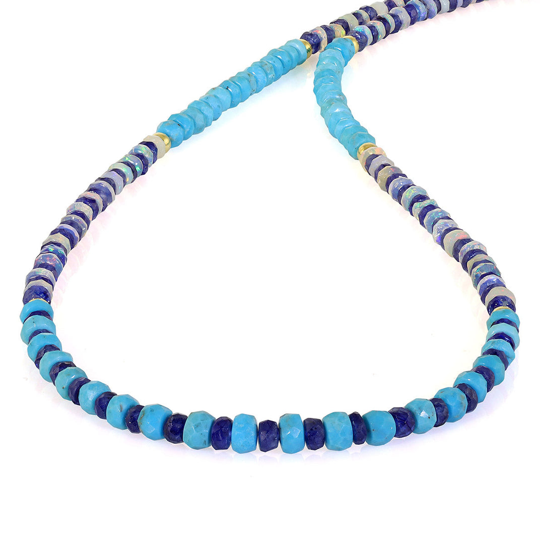 Turquoise, Sapphire and Ethiopian Opal Necklace