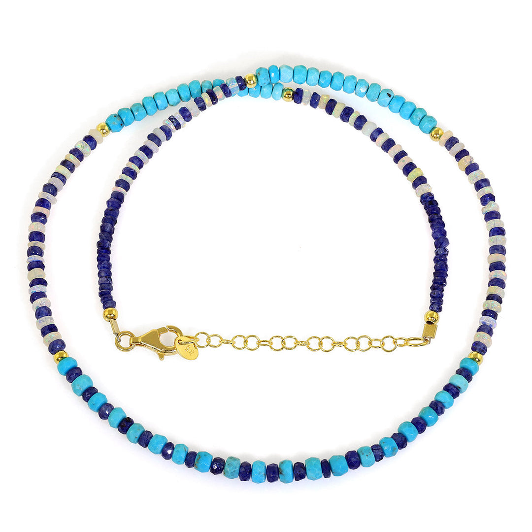 Turquoise, Sapphire and Ethiopian Opal Necklace