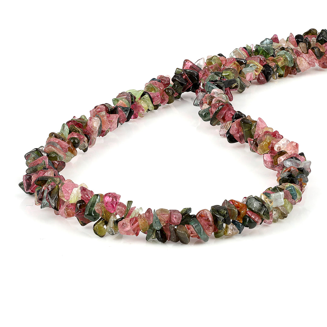 Multi Tourmaline Nuggets Silver Necklace