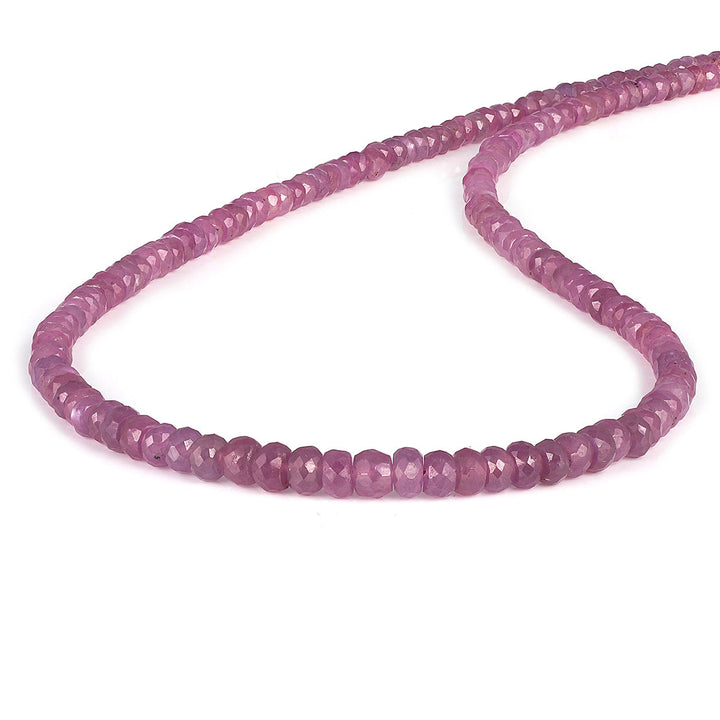 Pink Sapphire Beads Silver Necklace