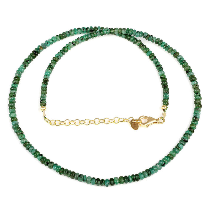 Emerald Beads Silver Necklace