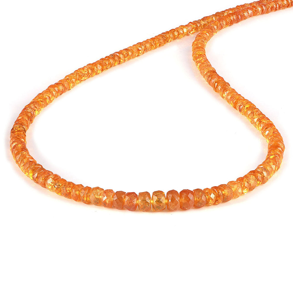 Mandarin Garnet Beads Silver Necklace