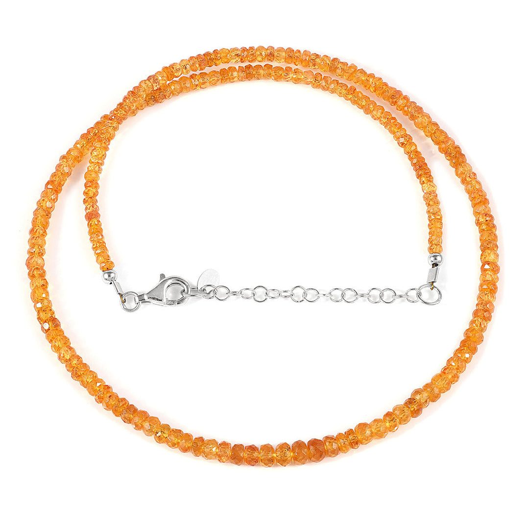 Mandarin Garnet Beads Silver Necklace