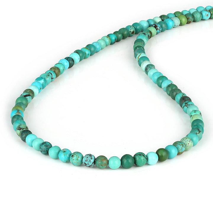 Turquoise Beads Silver Chain Necklace