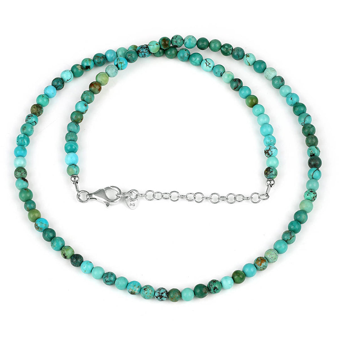 Turquoise Beads Silver Chain Necklace