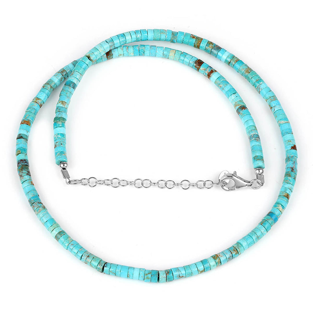 Sterling Silver Turquoise Beads Unisex Necklace