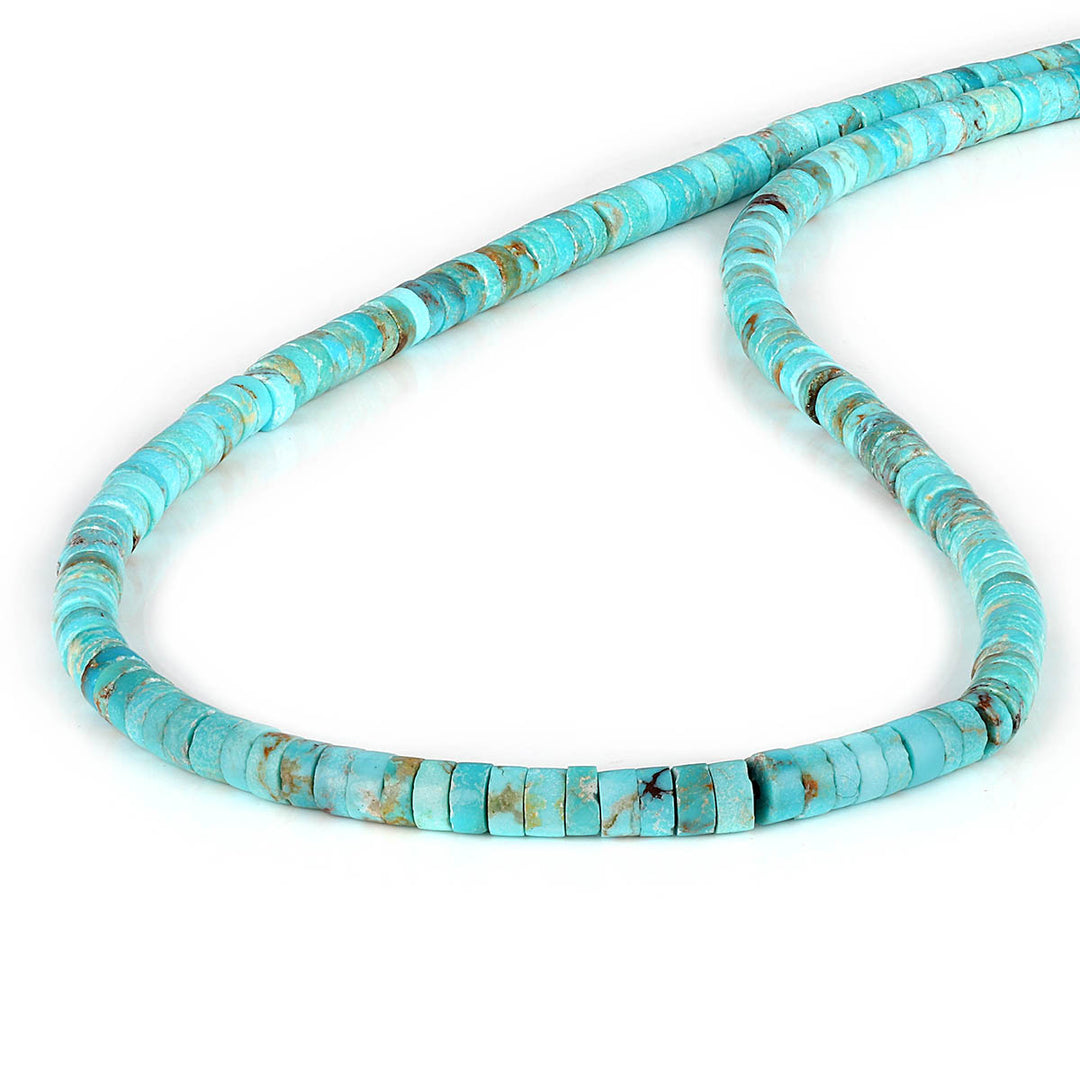 Turquoise Heishi Beads Unisex Silver Necklace