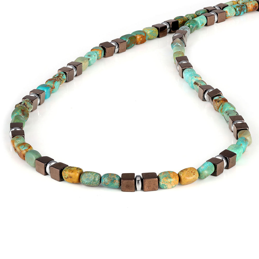 Turquoise and Hematite Silver Necklace