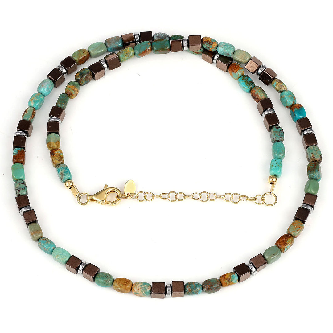 Turquoise and Hematite Silver Necklace