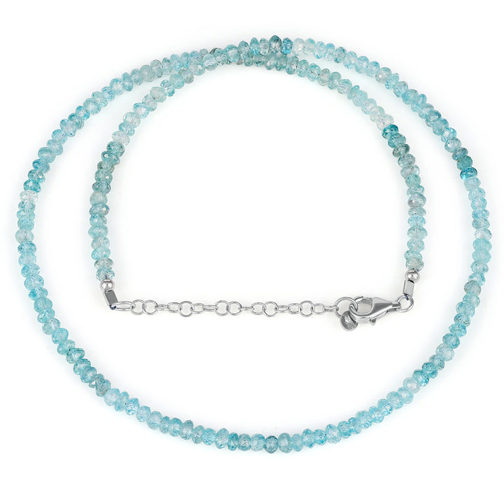 Sterling Silver Blue Zircon Beads Necklace