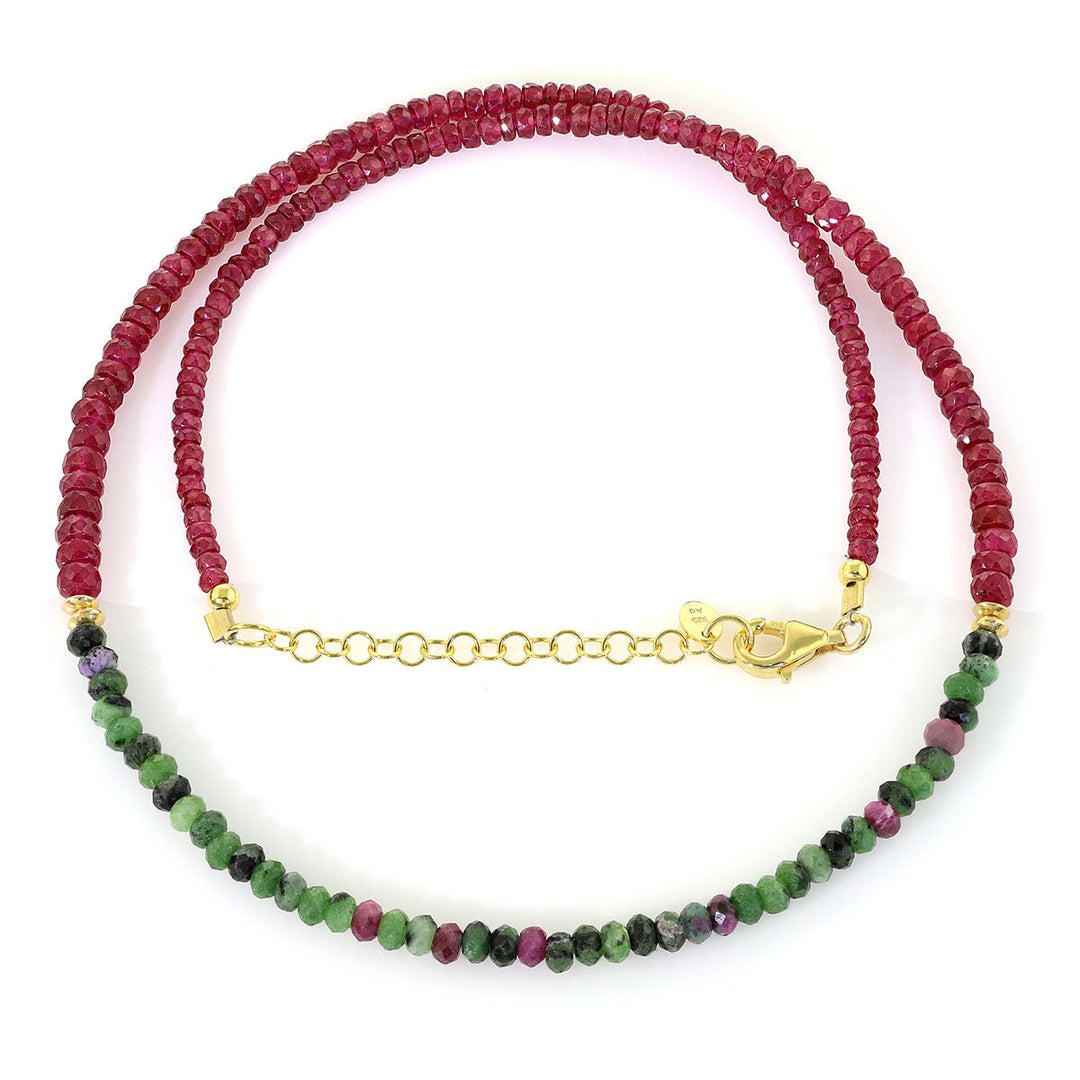 Ruby Zoisite and Ruby Silver Necklace