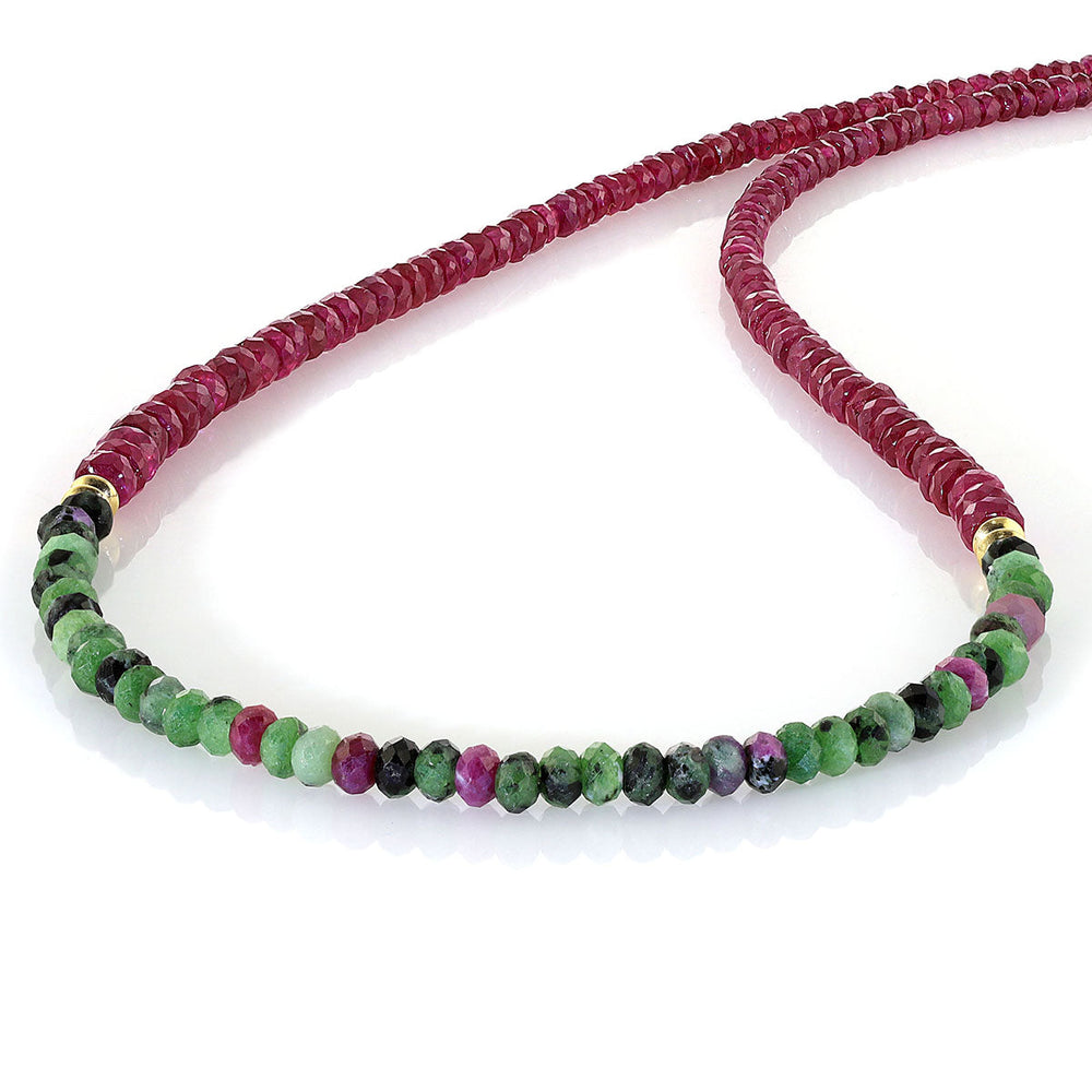 Ruby Zoisite and Ruby Silver Necklace