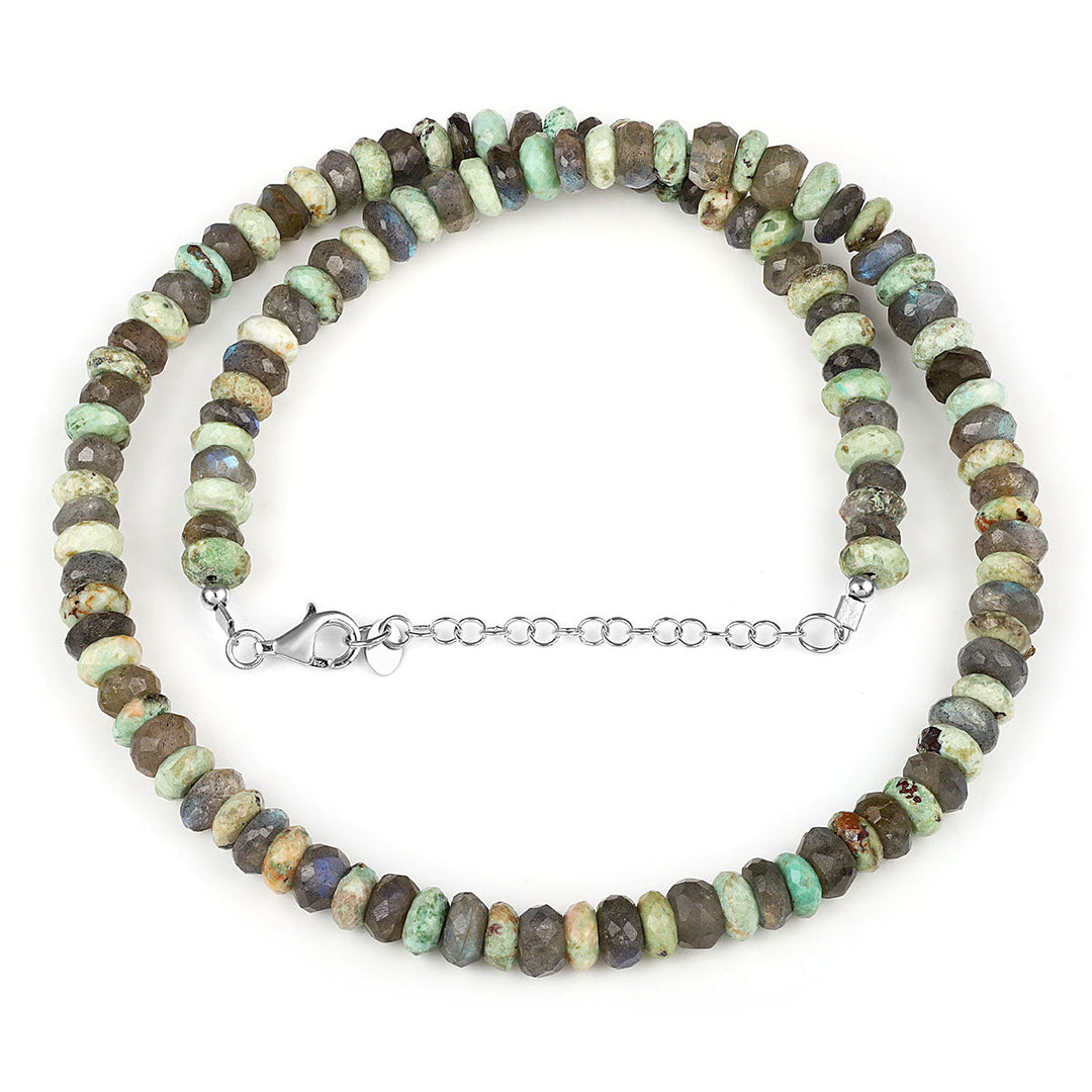 Turquoise and Labradorite Silver Necklace