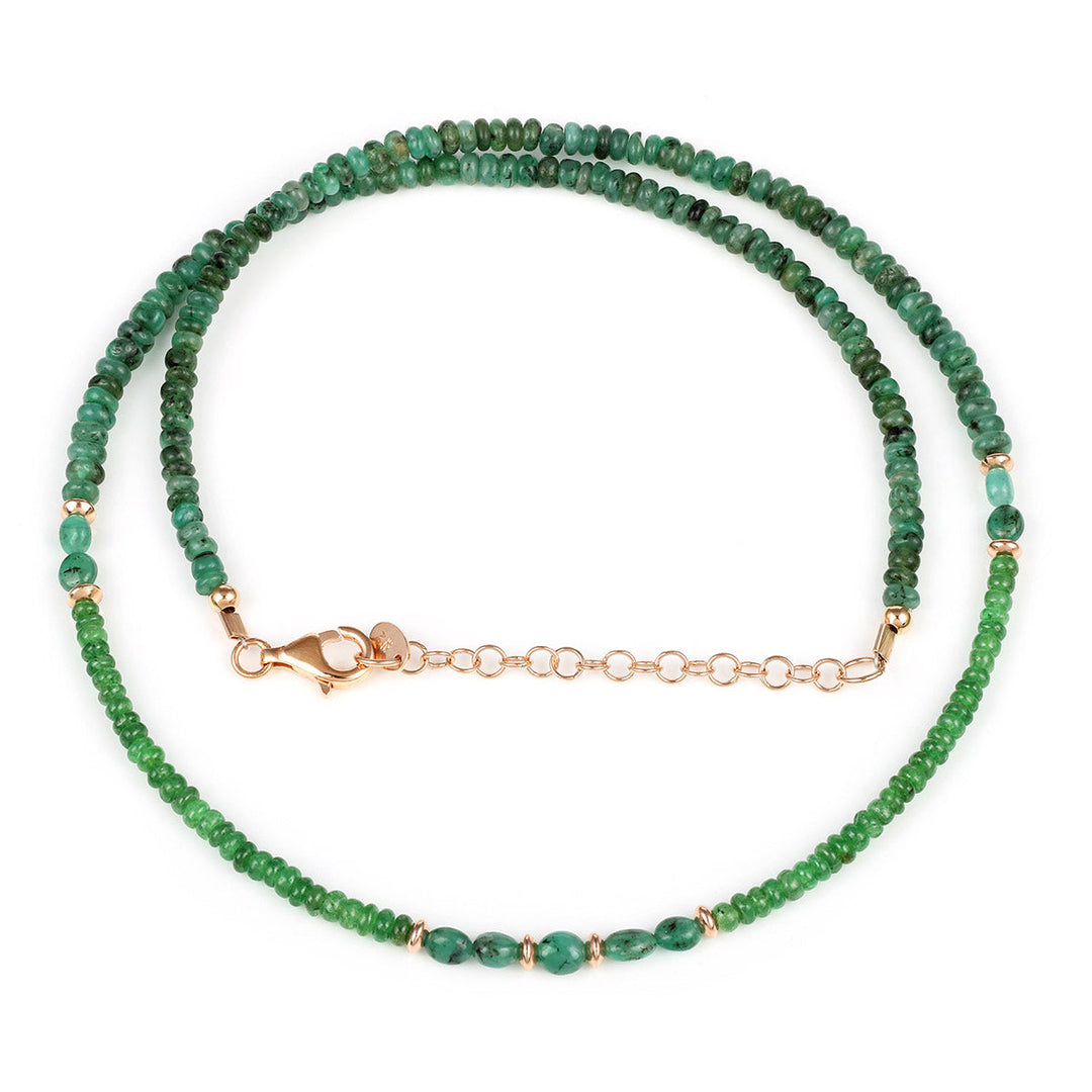 Emerald and Tsavorite Silver Necklace