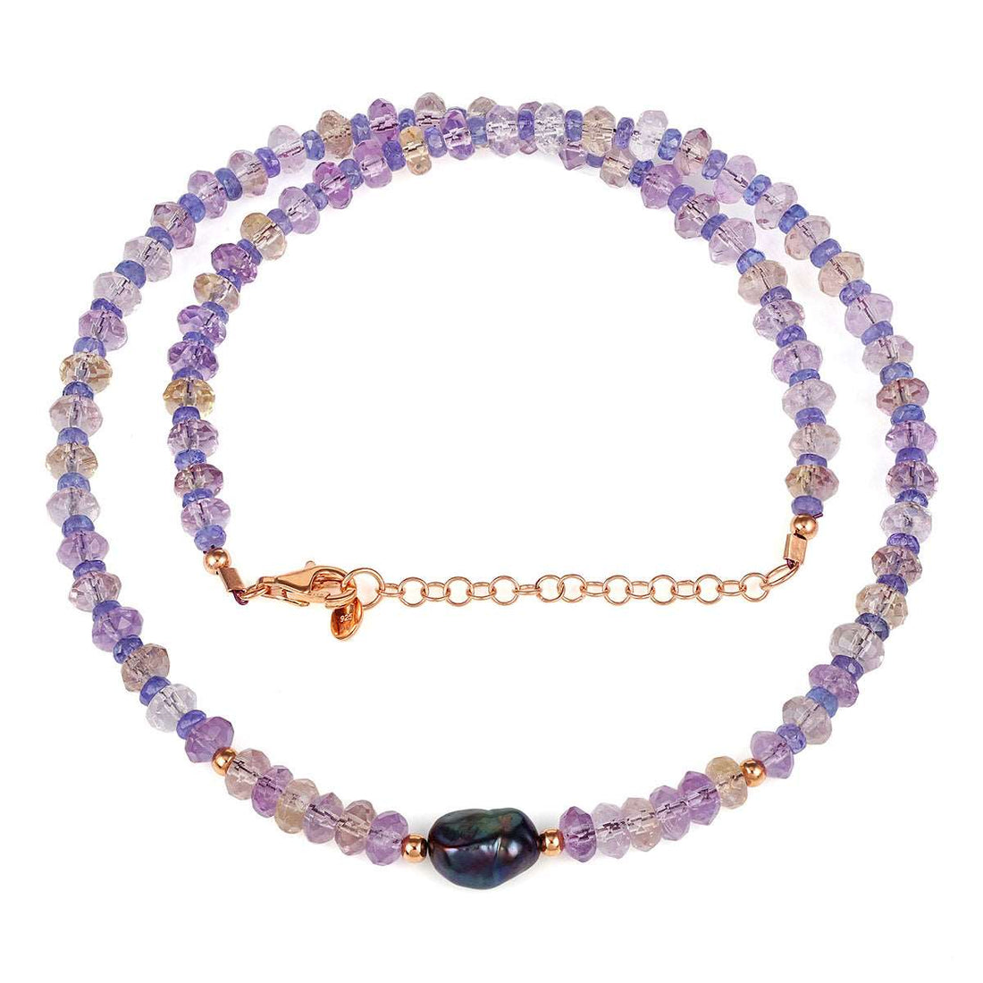 Ametrine, Tanzanite and Pearl Silver Necklace