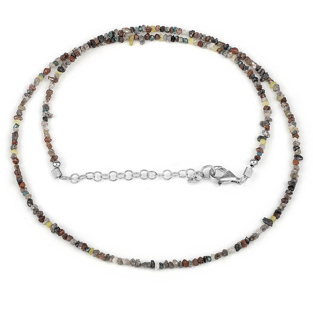 Multicolor Diamond Beads Silver Necklace