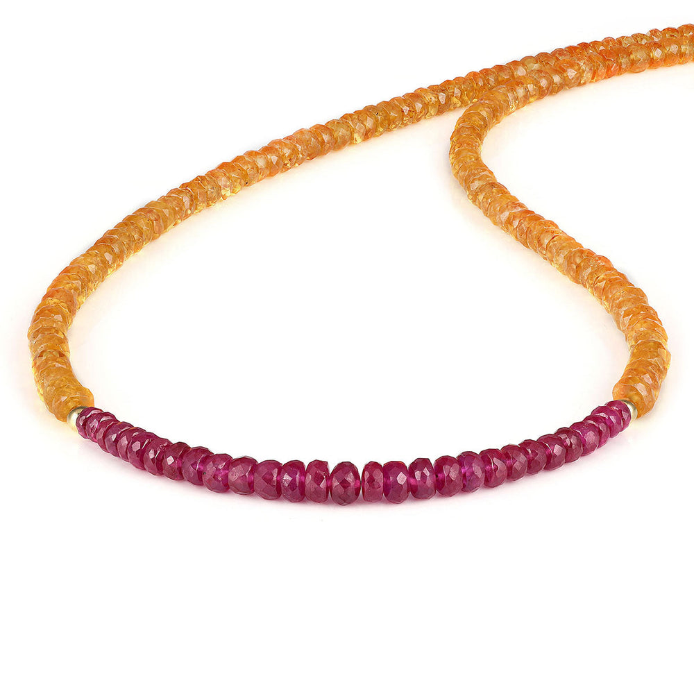 Mandarin Garnet and Ruby Silver Necklace