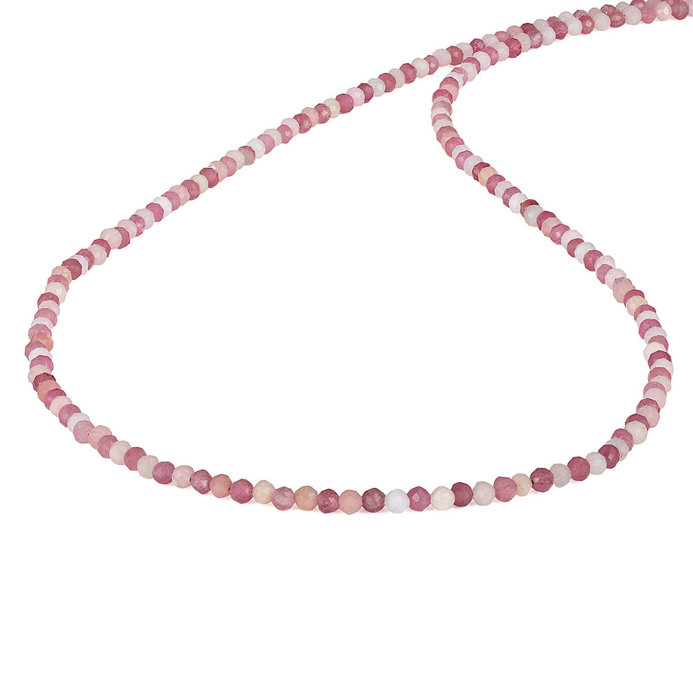 Pink Opal and Tourmaline Silver Necklace