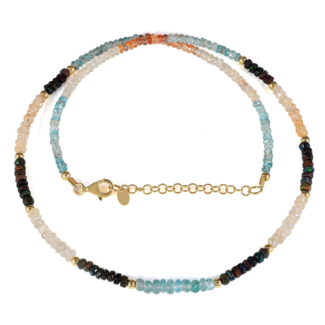 Multi Zircon and Ethiopian Opal Silver Necklace