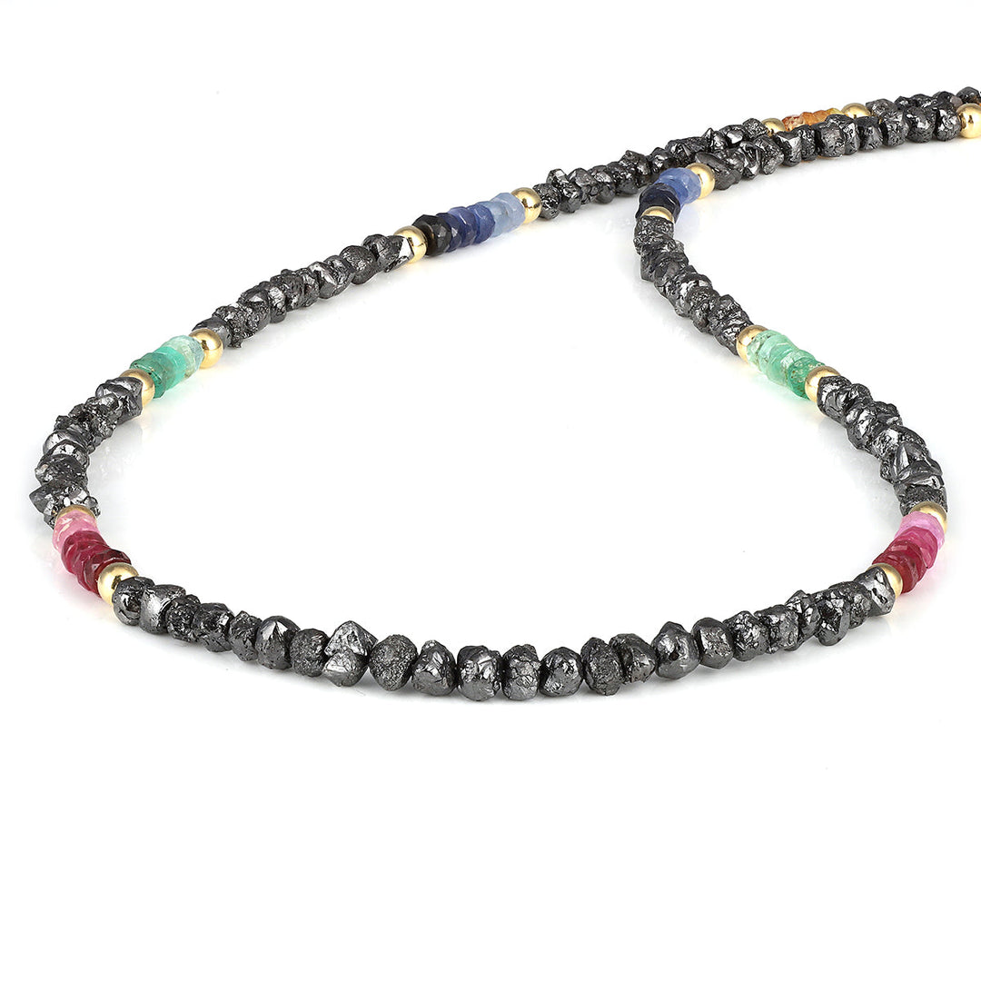 Diamond and Multi Sapphire Silver Necklace